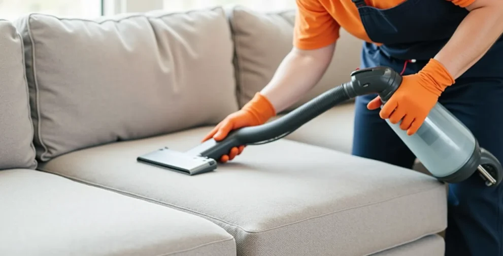 Sofareinigung mit Desinfektionsgerät